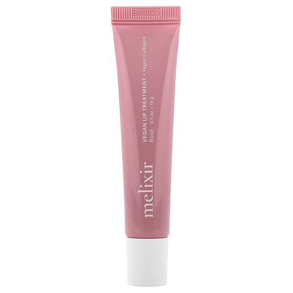 Melixir, 비건 립 트리트먼트 + 비건 콜라겐, 장미 2개, 15g(0.5oz)