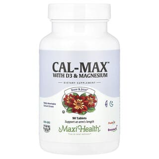 Maxi Health‏, Cal-Max ™ مع فيتامين د 3 والمغنيسيوم ، 90 قرصًا