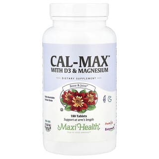 Maxi Health‏, Cal-Max ™ مع فيتامين د 3 والمغنيسيوم ، 180 قرصًا