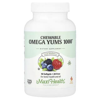 Maxi Health, Chewable Omega Yums 1000™, Kautabletten Omega Yums 1000™, natürliche Frucht, 110 Weichkapseln