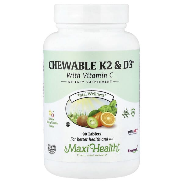Maxi Health, Chewable K2 & D3™, Natural Cherry Vanilla, 90 Tablets