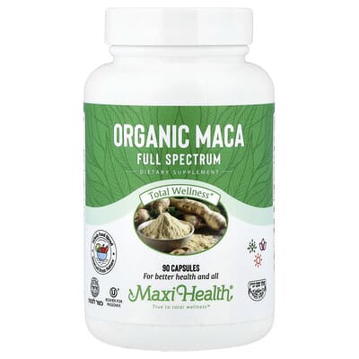 Maxi Health, Organic Maca, Full Spectrum, 90 Capsules (600 mg per Capsule)
