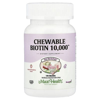Maxi Health, Chewable Biovitamins 10,000™, Natural Strawberry Flavor, 10,000 mcg, 100 Chewable Tablets