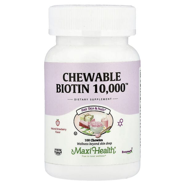 Chewable Biotin 10,000™, Natural Strawberry, 10,000 mcg, 100 Chewies
