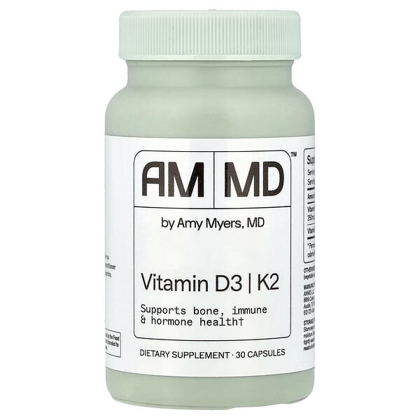 Amy Myers MD, Vitamin D3, K2, 30 Capsules — product photo 1