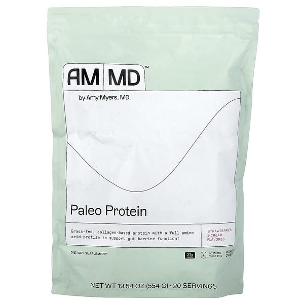Amy Myers MD, Paleo Protein, Strawberries & Cream, 19.54 oz (554 g) — product photo 1