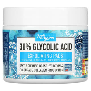 Maryann Organics, 30% Glycolic Acid Exfoliating Pads, Peeling-Pads mit 30% Glycolsäure, 50 Pads