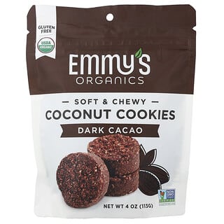 Emmy's Organic Cookies, Biscuiți moi și mestecați cu nucă de cocos, cacao închis, 113 g