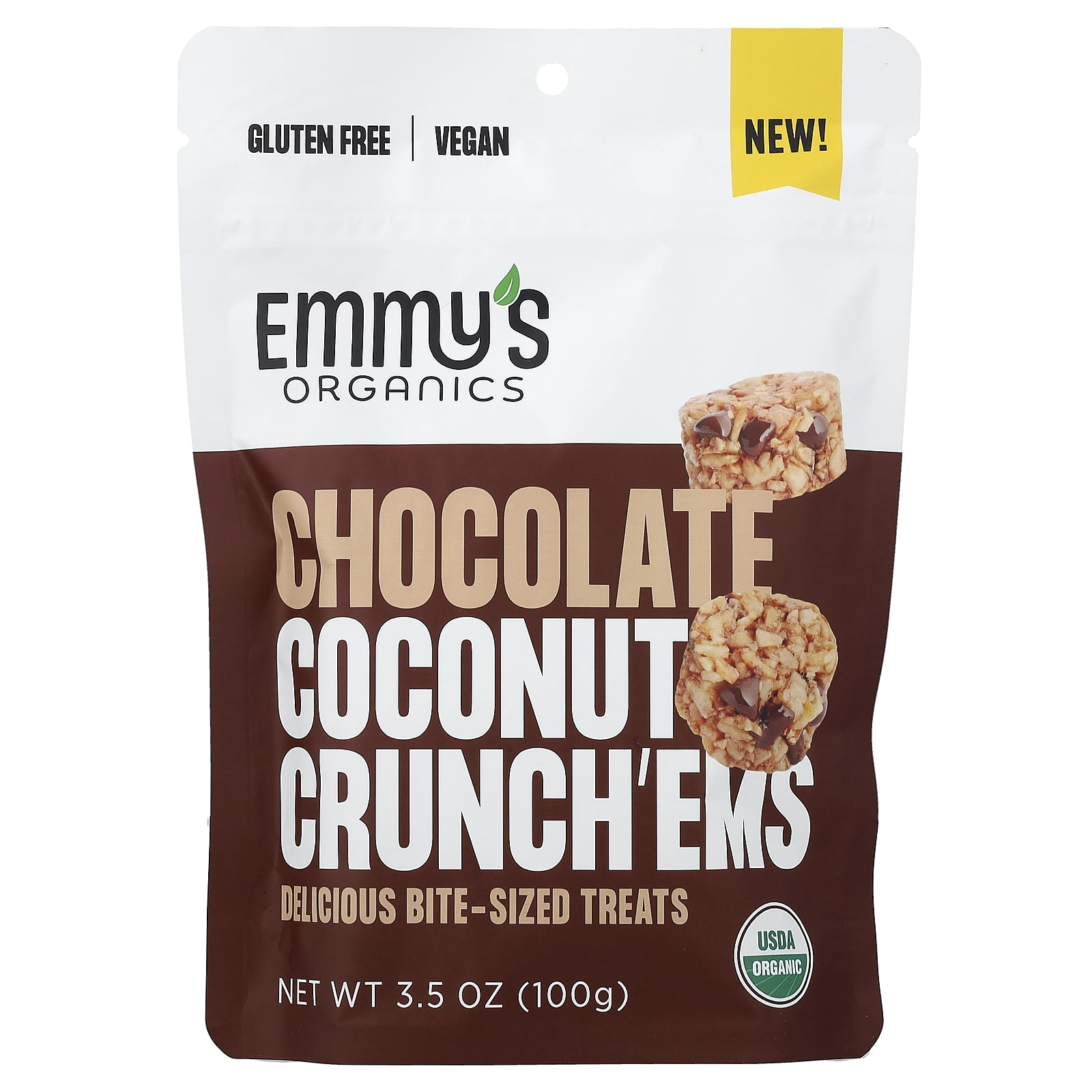 Emmy's Organic Cookies, Chocolate Coconut Crunch'ems, шоколадные батончики, 100 г (3,5 унции)
