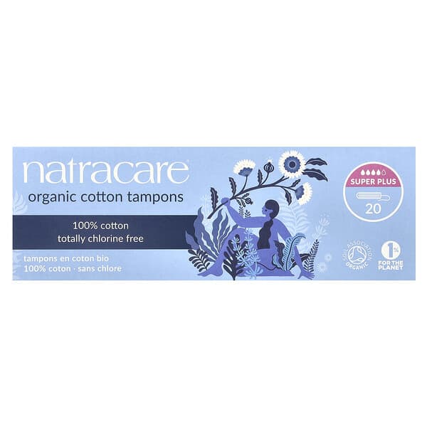 Natracare, 유기농 순면 탐폰, 슈퍼 플러스, 20개입