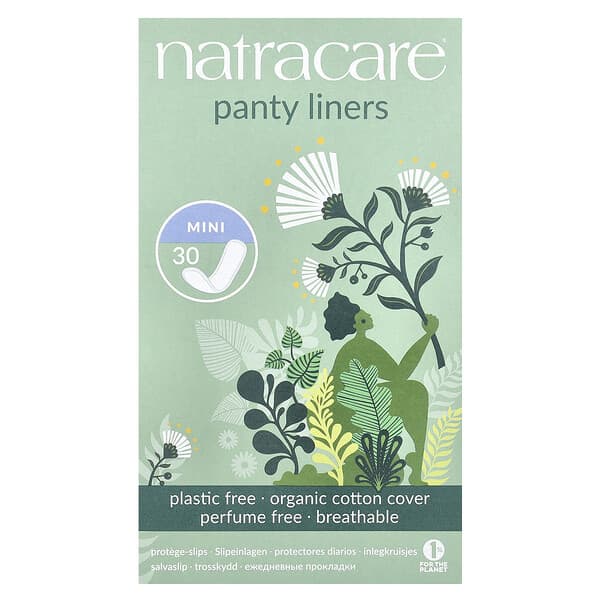Natracare, 팬티 라이너, 유기농 순면 커버, 미니 사이즈, 30개입