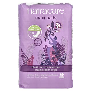 Natracare, Maxi Pads, Organic Cotton Cover, Regular, 14 Pads