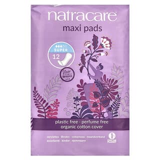 Natracare, Maxi Pads, Cobertura de Algodão Orgânico, Super, 12 Super Pads