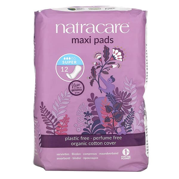 Natracare, 自然生理用ナプキン、 12スーパーパッド