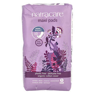 Natracare, Maxi Pads, Organic Cotton Cover, Night, 10 Pads
