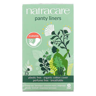 Natracare, فوط صحيّة للاستخدام اليومي، ببطانة من القطن العضوي، منحنية، 30 فوطة صحية