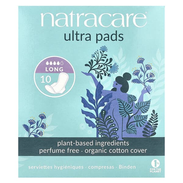 Natracare, 超級衛生巾，有機棉套，加長，10 片