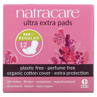 Natracare, 超級衛生巾，有機棉套，普通類型，12 片