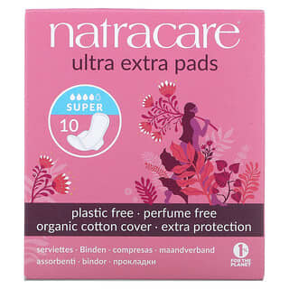 Natracare, Ultra Extra, прокладки, поверхность из органического хлопка, супер, 10 штук