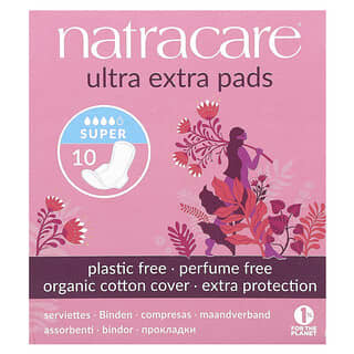 Natracare, Ultra Extra, прокладки, поверхность из органического хлопка, супер, 10 штук