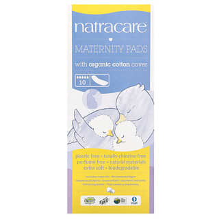 Natracare, Serviettes hygiéniques spéciales maternité avec voile en coton biologique, 10 serviettes