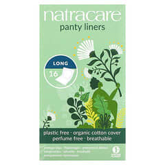 Natracare, Panty Liners, Organic Cotton Cover, Oberfläche mit Bio-Baumwolle, lang, 16 Slipeinlagen