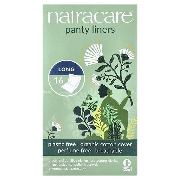 Natracare, Protectores diarios, Cubierta de algodón orgánico, Largos, 16 protectores