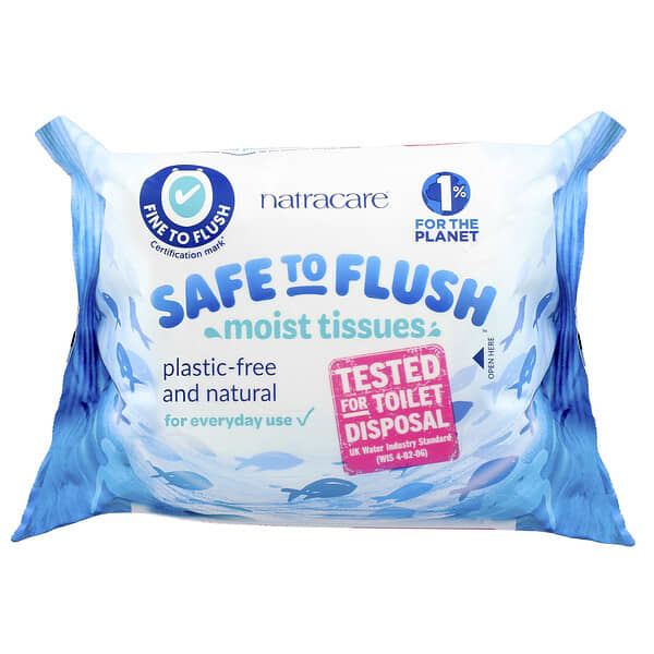 Natracare, Safe to Flush, 물티슈, 티슈 30장