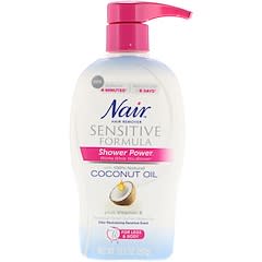 Nair Hair Remover Sensitive Formula Shower Power with Coconut Oil and  Vitamin E, 12.6oz