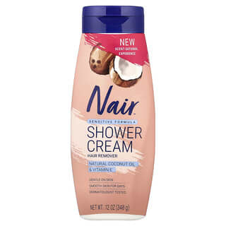 Nair, Shower Cream Hair Remover, Sensitive Formula, Natural Coconut Oil & Vitamin E, 12 oz (340 g)