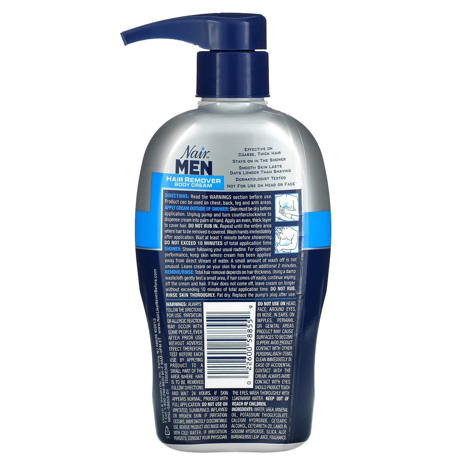 Nair, For Men, Hair Remover Body Cream, Back, Chest, Arms and Legs, 13 oz  (368 g)