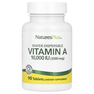 NaturesPlus, Vitamina A Dispersível em Água, 10.000 UI (3.000 mcg), 90 Comprimidos