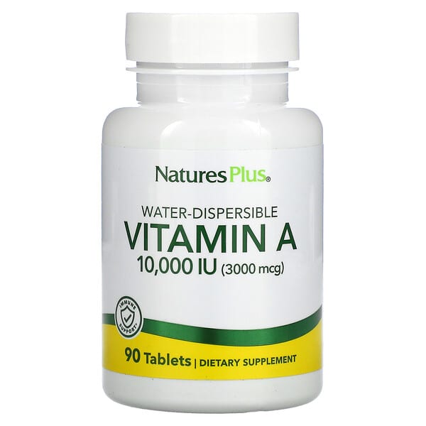 NaturesPlus, Water-Dispersible Vitamin A, 10,000 IU (3,000 mcg), 90 Tablets