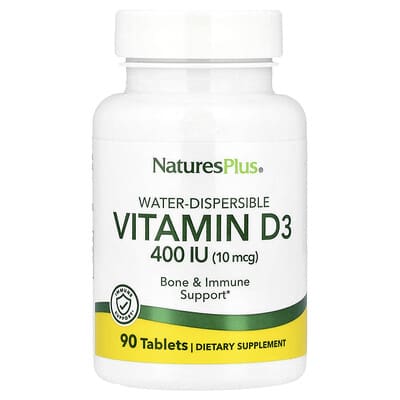 NaturesPlus, Water-Dispersed Vitamin D3, 10 mcg (400 IU), 90 Tablets
