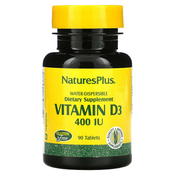 NaturesPlus, Wasserdispergierbares Vitamin D3, 400 IE, 90 Tabletten