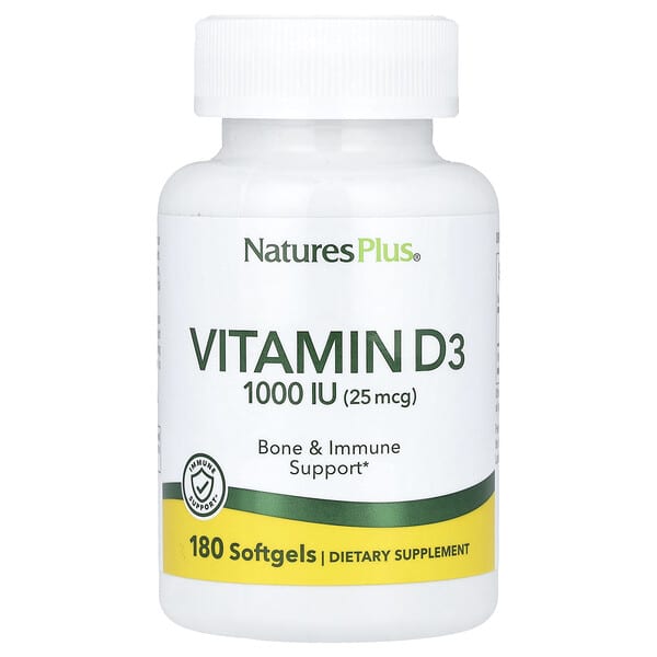 Vitamin D3, 25 mcg (1000 IU), 180 Softgels