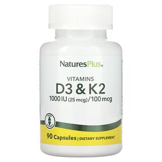 NaturesPlus, 維生素 D3 + 維生素 K2，90 粒膠囊