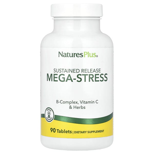 NaturesPlus, Mega-stres s trvalým uvolňováním, 90 tablet