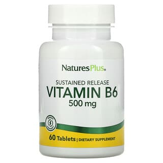 NaturesPlus, витамин B6, длительное высвобождение, 500 мкг, 60 таблеток