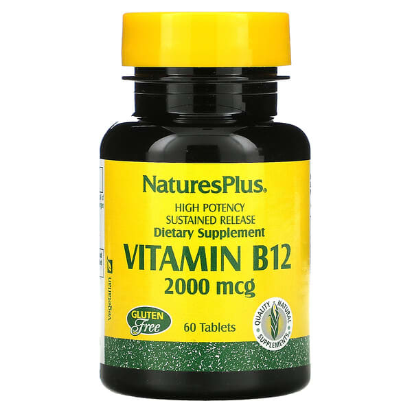 NaturesPlus, Vitamin B12, 2,000 mcg, 60 Tablets