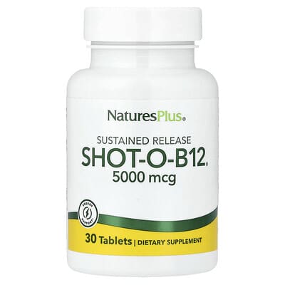 NaturesPlus, Shot-O-B12®, Extended-Release, 5,000 mcg, 30 Tablets