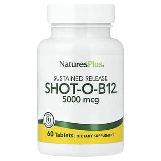 NaturesPlus, Shot-O-B12®, Sustained Release, 5,000 mcg, 60 Tablets