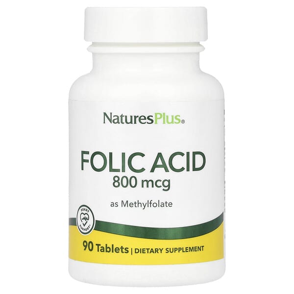 NaturesPlus Folic Acid as Methylfolate, 800 mcg, 90 Tablets