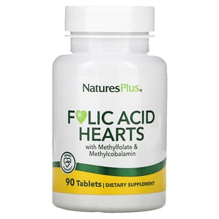 NaturesPlus, Folic Acid Hearts, 90 tabletek