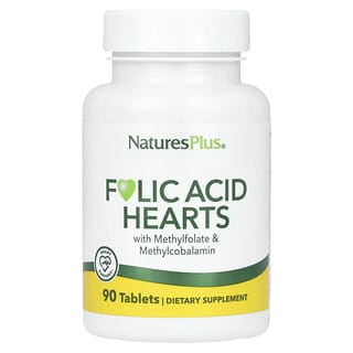 NaturesPlus, Folic Acid Hearts, Folsäure, 90 Tabletten