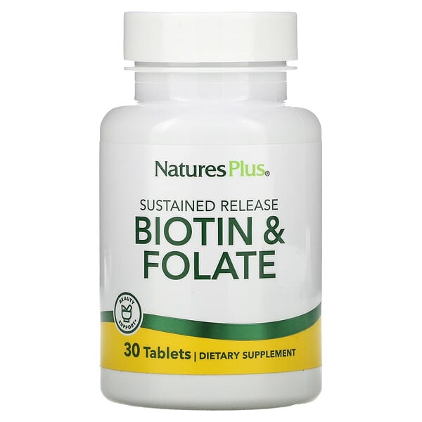 NaturesPlus, Biotin und Folat mit verzögerter Freisetzung, 30 Tabletten