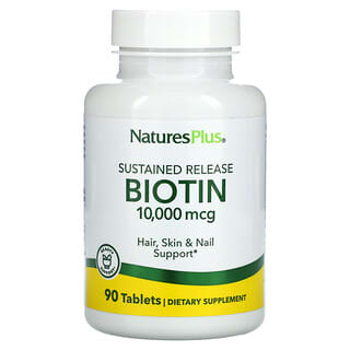 NaturesPlus, Biotina, Liberación prolongada, 10.000 mcg, 90 comprimidos