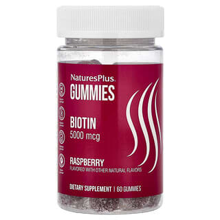 NaturesPlus, Gommes à la biotine, Framboise, 5000 µg, 60 gommes