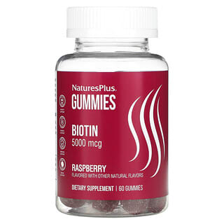 NaturesPlus, Biotin Gummies, Raspberry, 5,000 mcg, 60 Gummies