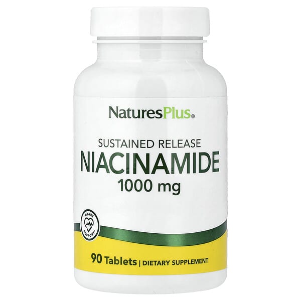 NaturesPlus, 나이아신아마이드, 서방형, 1,000mg, 90정